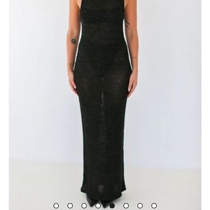 Sheer Black Knit 90s Maxi Dress